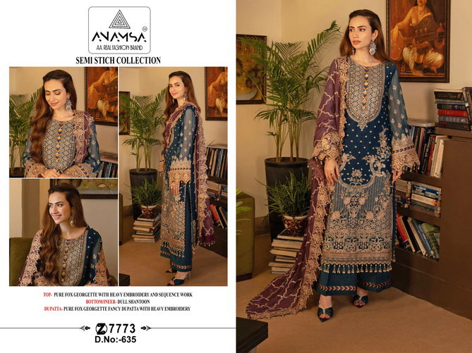 Anamsa 635 Georgette Embroidery Pakistani Suit Wholesalers Online